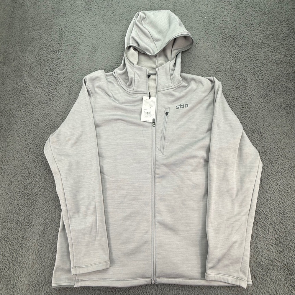 Stio‎ Glide Power Stretch Full Zip Hoodie Mens XXL Alloy Heather Grey Jacket